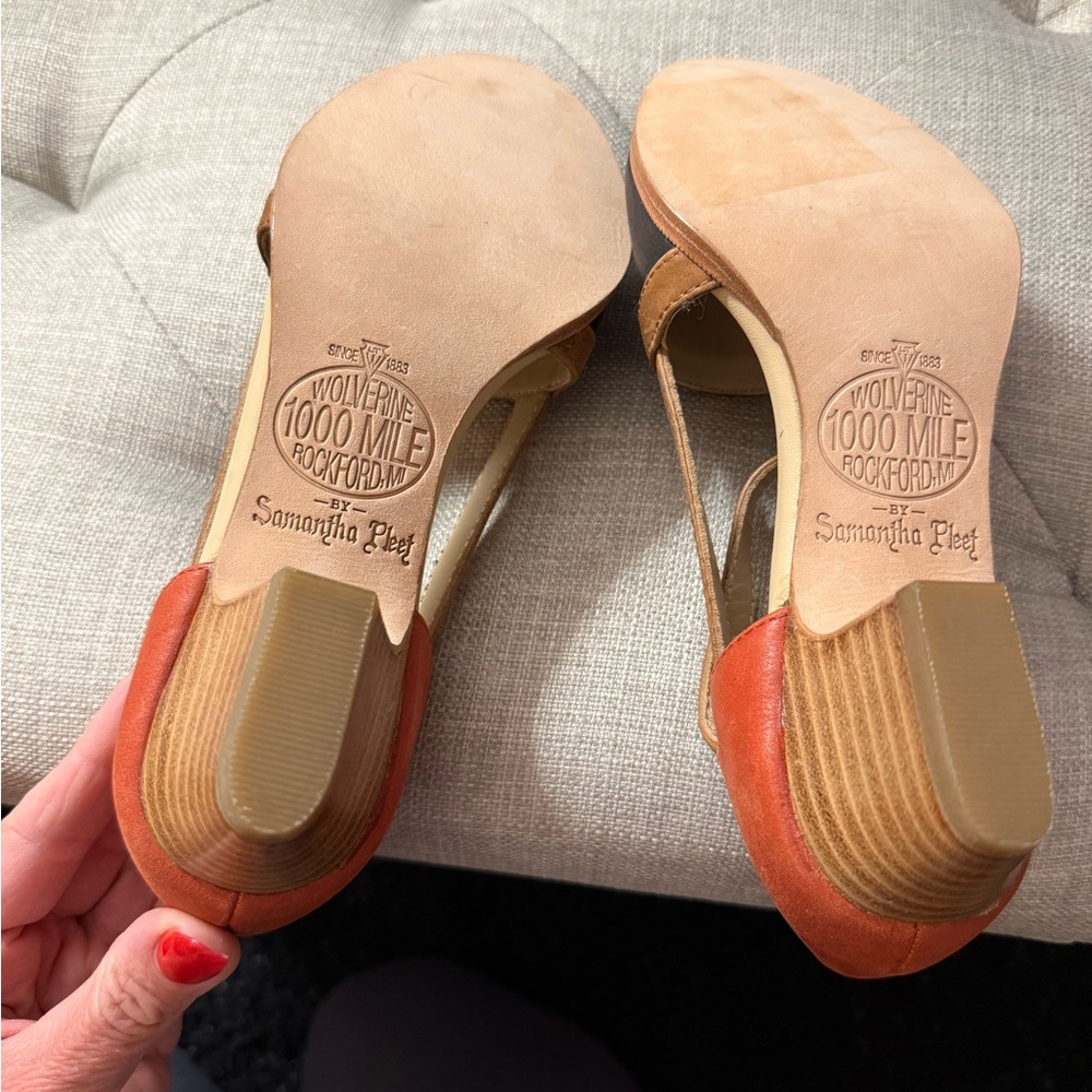 Wolverine 1000 Mile x Samantha Pleet Leather T-Strap Heels Colorblock Size 5.5 - Picture 3 of 12
